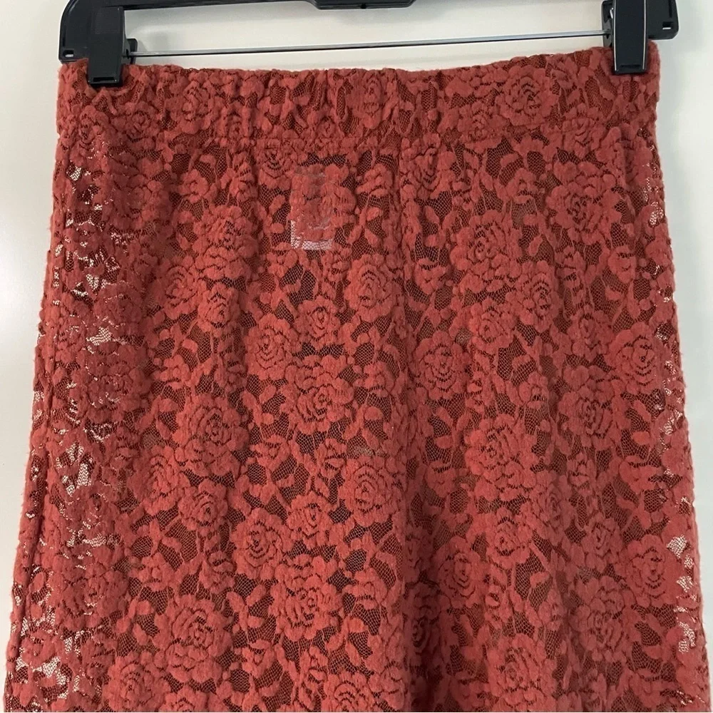 New! Open Edit lace wide leg rust color palazzo pants nwot  30636_5